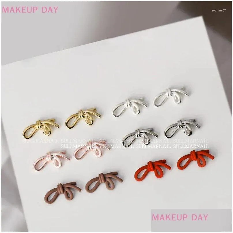 nail art decorations 5pcs 3d metal bowknot bow deco charm rhinestones simplicity decor parts diy manicure accessories jewelry