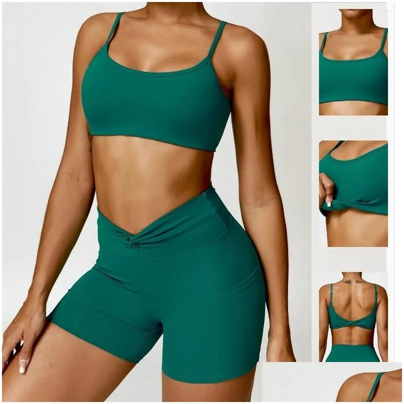 yoga outfit hearuisavy cross back bra push up gym top women fitness clothes sports underwear workout clothing running