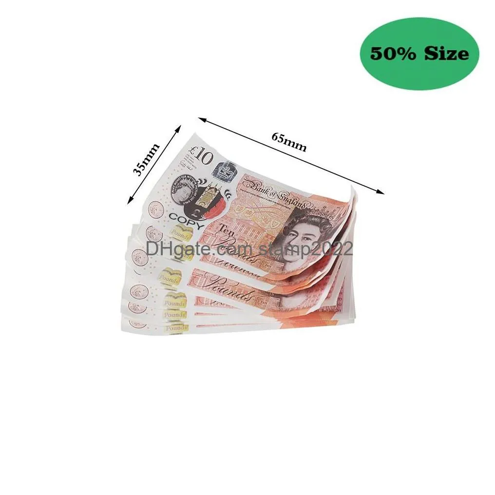 50% size aged prop money uk pounds gbp bank game 100 20 notes authentic film edition movies play fake cash casino p o booth props