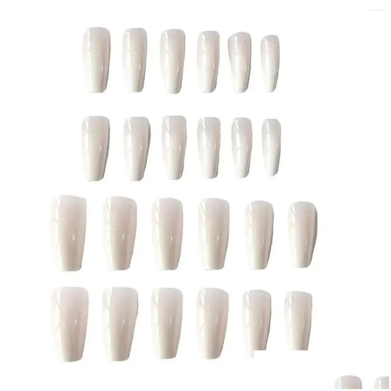 false nails long white solid color artificial nail decoration diy press-on for professional salon supply