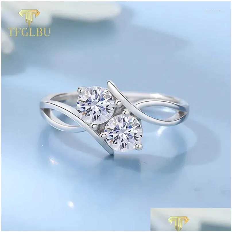 cluster rings tfglbu 1cttw colorless moissanite 925 sterling sliver ring for women proposal wedding platinum plated band brilliant