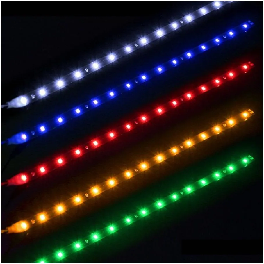 Decorative Lights Waterproof Car Decorative Flexible Led Strip High Power 12V 30Cm 15Smd Daytime Running Light Drl Drop Delivery Autom Dhsit