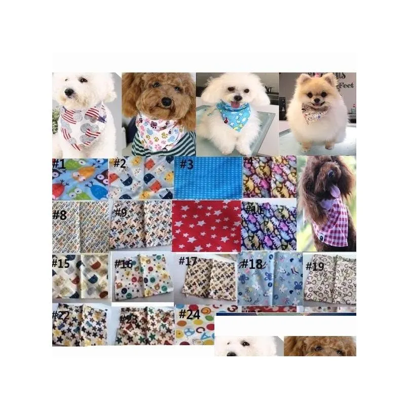 Dog Apparel 100Pcs/Lot New Arrival Mix 100 Colors Dog Puppy Pet Bandana Collar Cotton Bandanas Tie Grooming Products Drop Delivery Hom Dhwnp