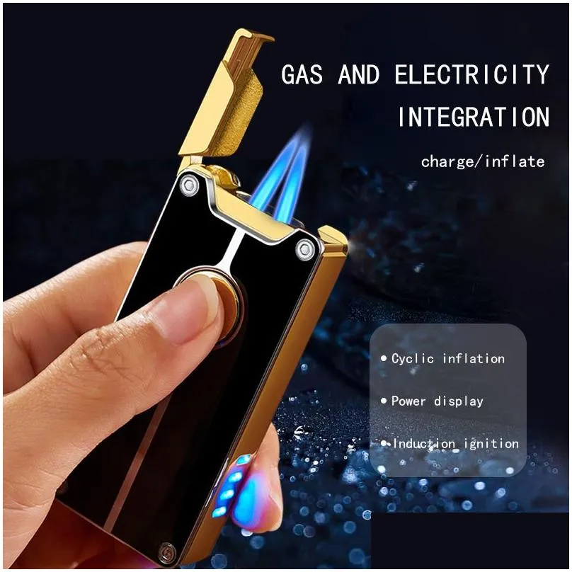 Lighters New Windproof Metal Electric Pipe Cigar Lighter Usb Double  Gas Torch Turbo Butane Refill Chargeable Gadgets For Men Drop Dhyen