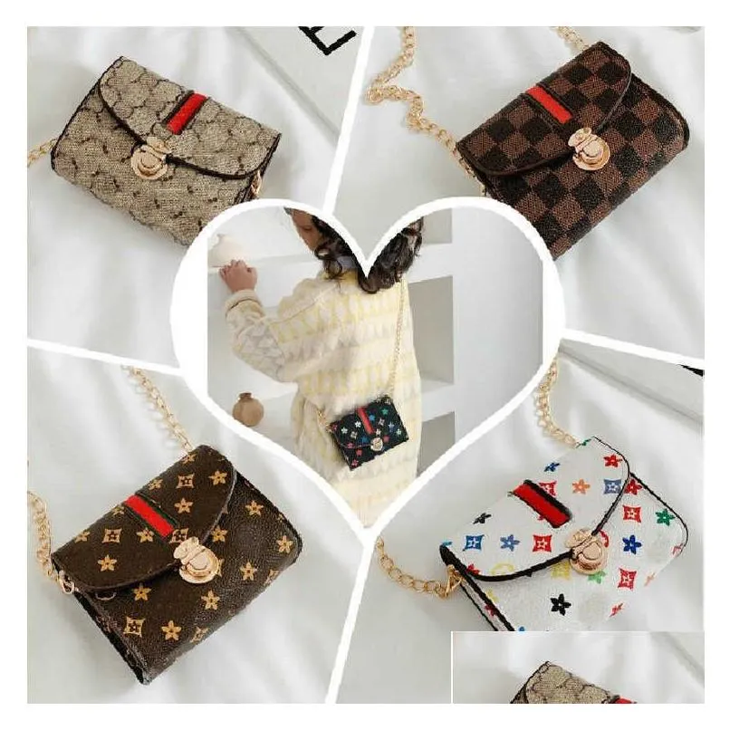 print handbag pu leather kids fashion designer flower square girl princess messenger bag accessories mini purse wallet