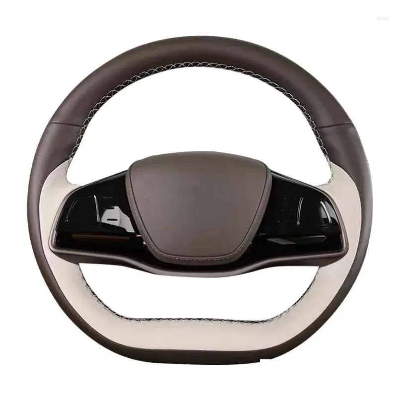 steering wheel covers suitable for denza d9 ev 2024 hand sewing leather suede cover anti slip and sweat absorption