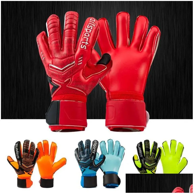 kids men professional soccer goalkeeper gloves 4mm latex with finger protection children adults football goalie gloves protector