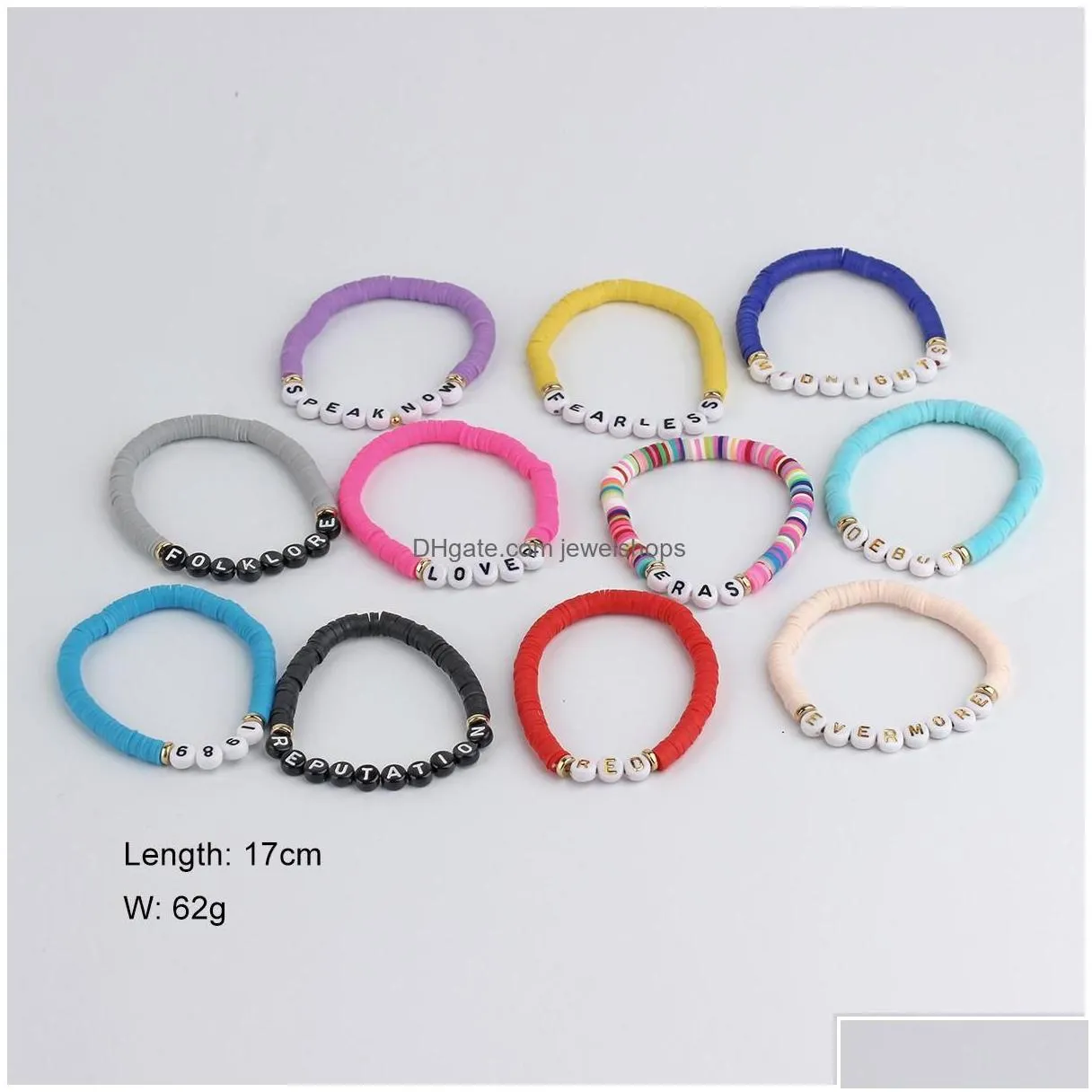 beaded 11pcs taylor swiftie friendship bracelets set surfer heishi beads strands fearless letter charm stackable soft clay boho wristb