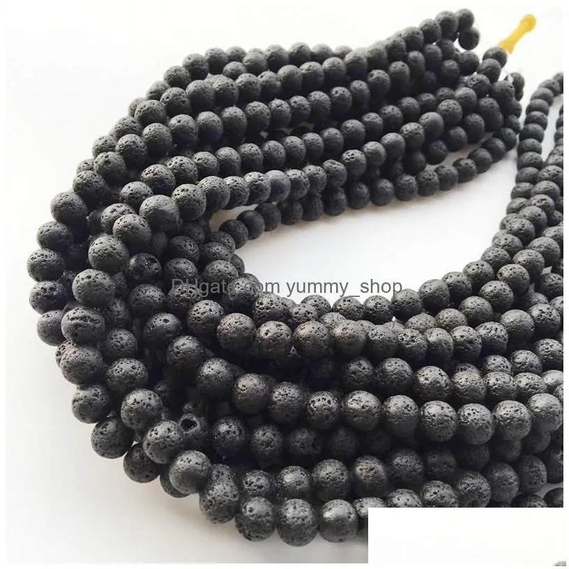 charms 8mm natural lava rock stone beads diy  oil diffuser pendants jewelry necklace earrings making drop delivery findings