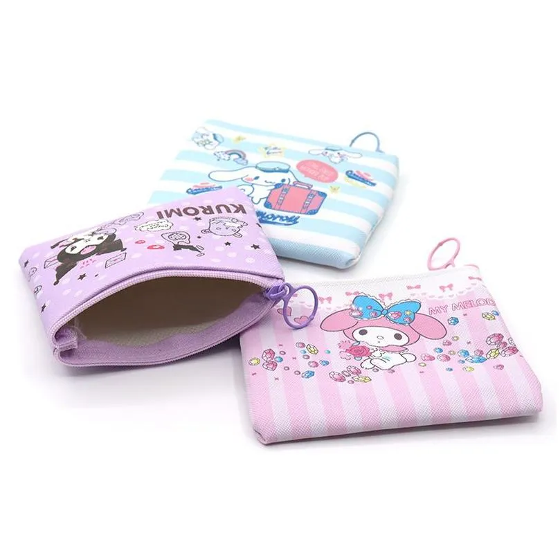 fashion kawaii pink purple kuromi melody coin purse big capacity coin zipper bag accessories 3 styles