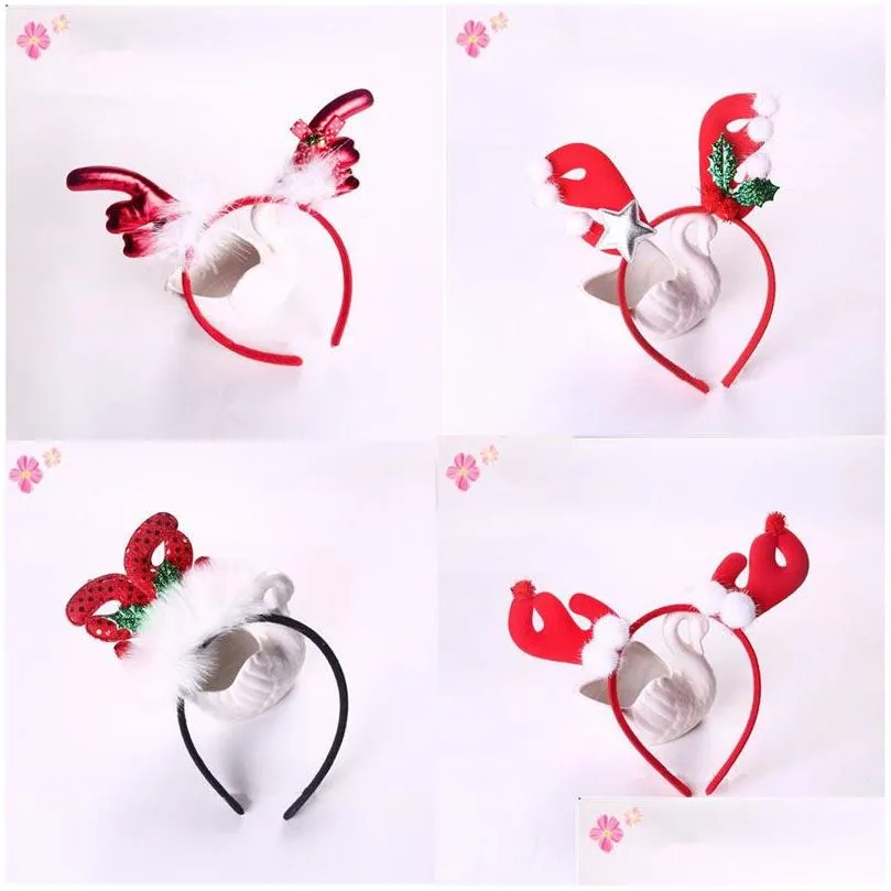 Christmas Decorations Headband Deer Antler Devil Horn Cartoon Hairbands Kids Adts Hair Party Dress Christmas Halloween Navidad1314X Dr Dhe2J