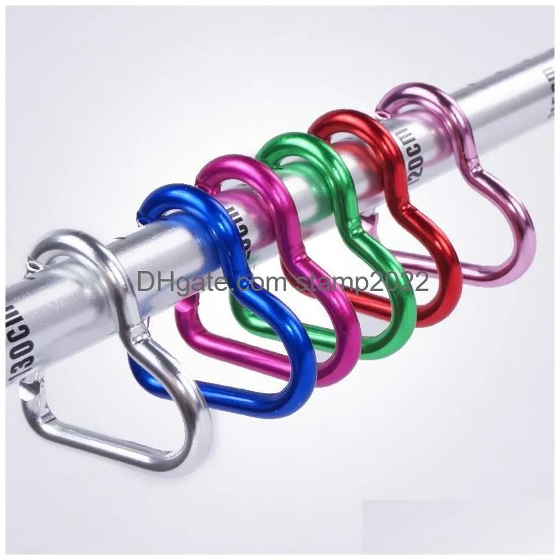 heart shaped keychain outdoor sports camp snap clip hook hiking aluminum metal convenient clip on