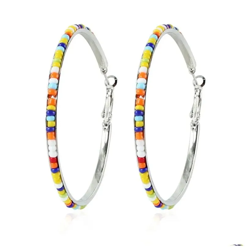 dangle earrings fashion bohemian ethnic style color bead earrrings female tide temperament round jewelry for women girl