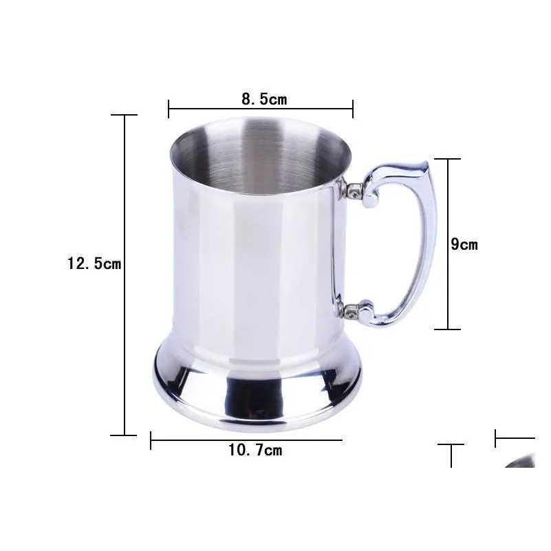 Mugs 16 Ounce Double Wall 18/8 Stainless Steel Tankard Beer Mug High Quality Mirror Finish Drop Delivery Home Garden Kitchen, Dining B Dhsht