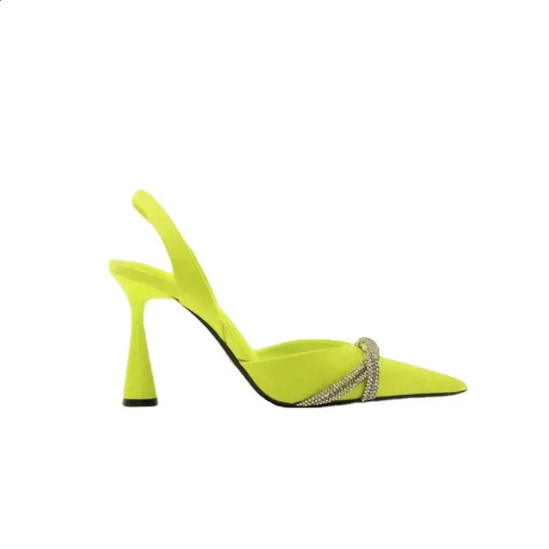 TRAF Women Rhinestone Heels Pumps Summer Elegant Pointe High Heels Sandals Luxury Brand Woman Heel Slingback Lady Shoes 240125