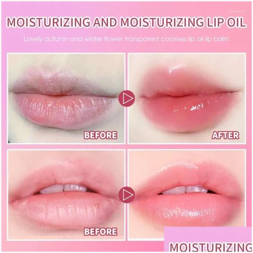 lip gloss jelly flower oil moisturizing transparent anti cracked roll-on hydrating crystal clear lips care makeup cosmetics