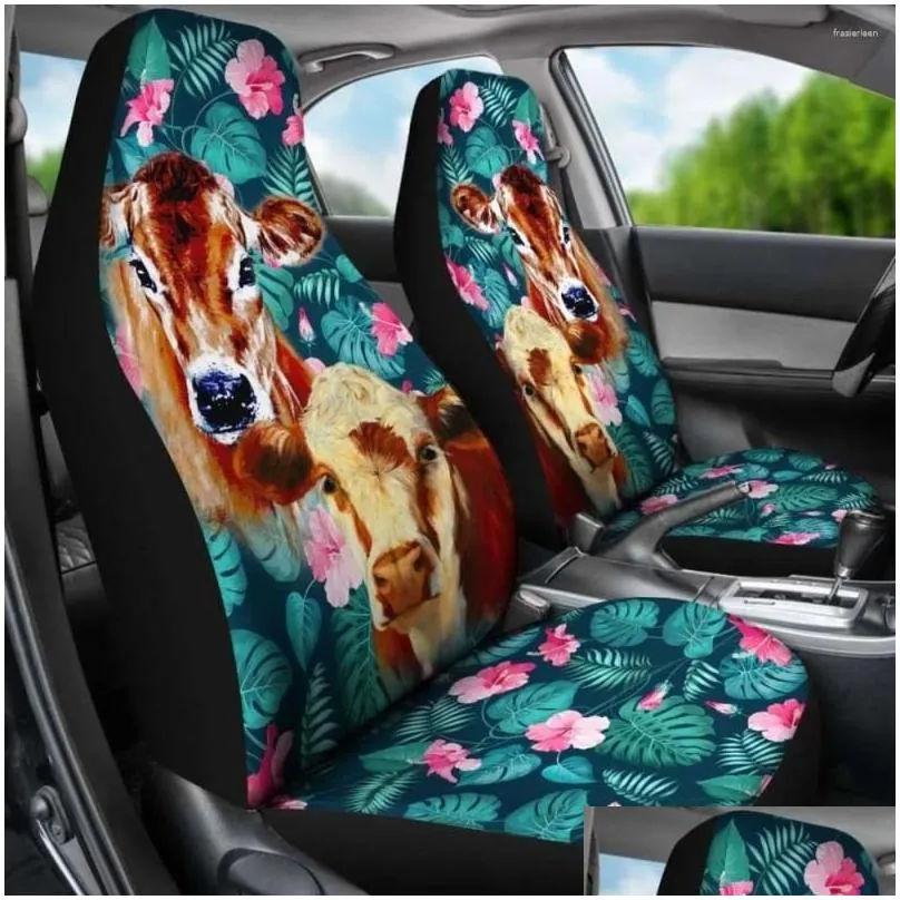 Car Seat Covers Car Seat Ers Cow Flowers 144730 Pack Of 2 Front Protective Er Drop Delivery Automobiles Motorcycles Interior Accessori Dhgzj