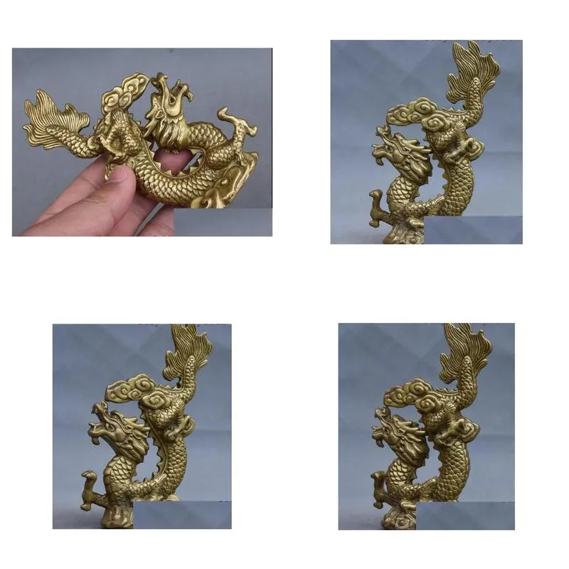 Arts And Crafts 12Cm Chinese Folk Feng Shui Pure Copper Brass Year Zodiac Dragon Lucky Statue Drop Delivery Home Garden Arts, Crafts G Dhsif