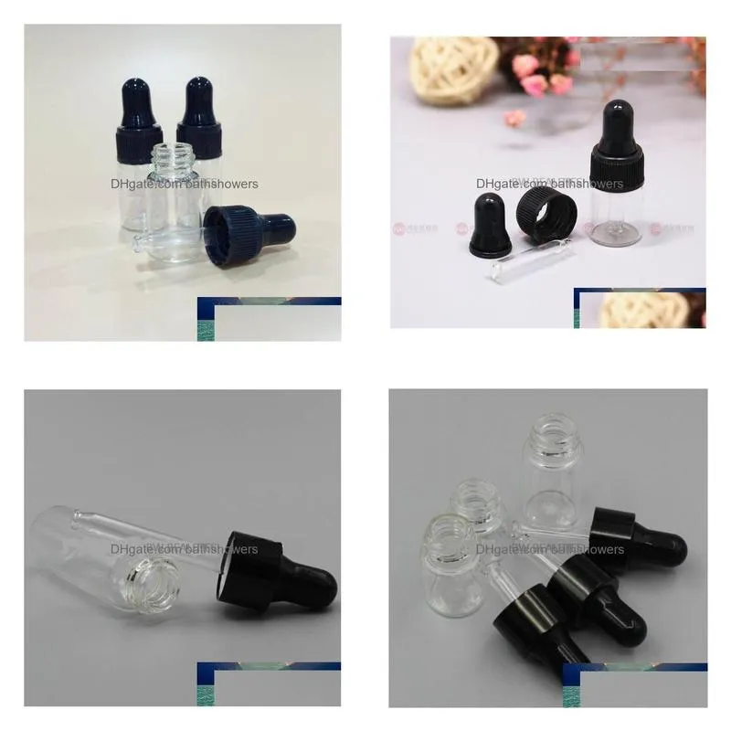 wholesale 1ml 2ml 3ml 5ml refillable pipette drop bottles small cobalt clear sample glass eye dropper essential