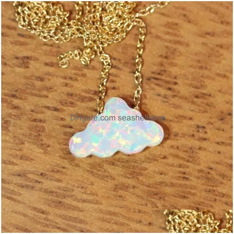 Chokers Design Cloud Shape Opal Handmade Necklace For Women With Stainless Steel Chain Birthday Gift Jewelry16772538 Drop Delivery Dhu9S