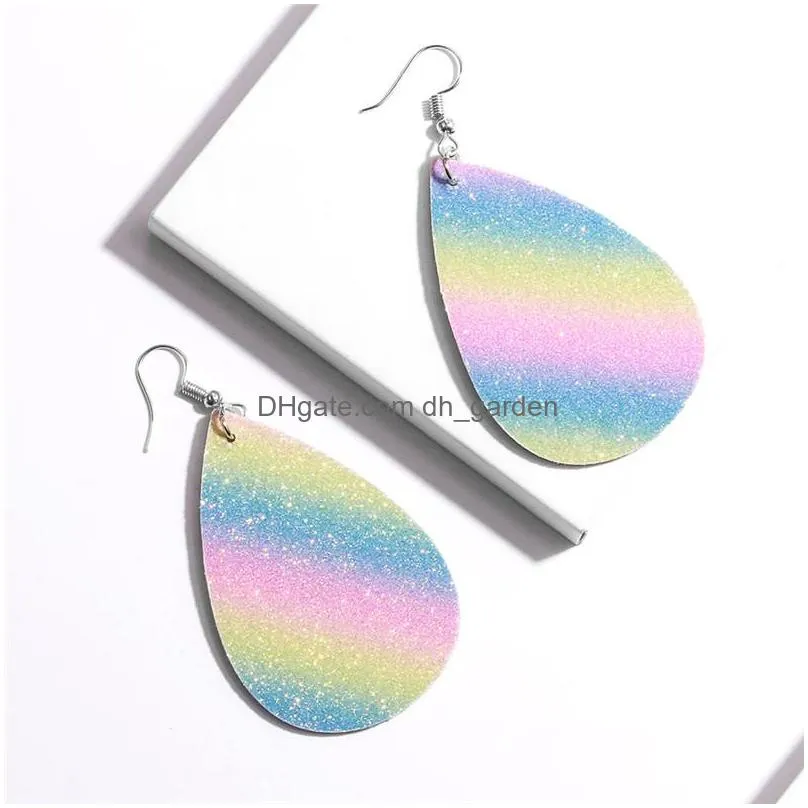 Dangle & Chandelier New 18 Colors Classic Glitter Teardrop Pu Leather Earrings For Women Personalized Jewelry Big Long Stat Dhgarden Dhygn