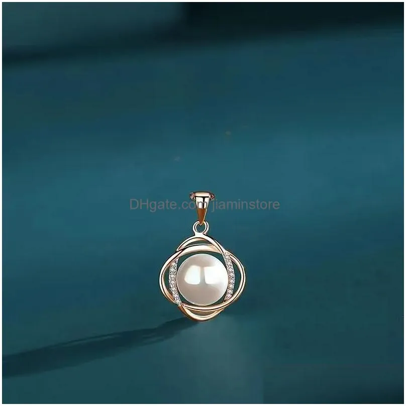 Pendant Necklaces Four Leaf Grass 925 Sier Pearl Necklace Womens Fashion Pendant Light Luxury Advanced New Single Jewelry Gift Drop De Dhbkx