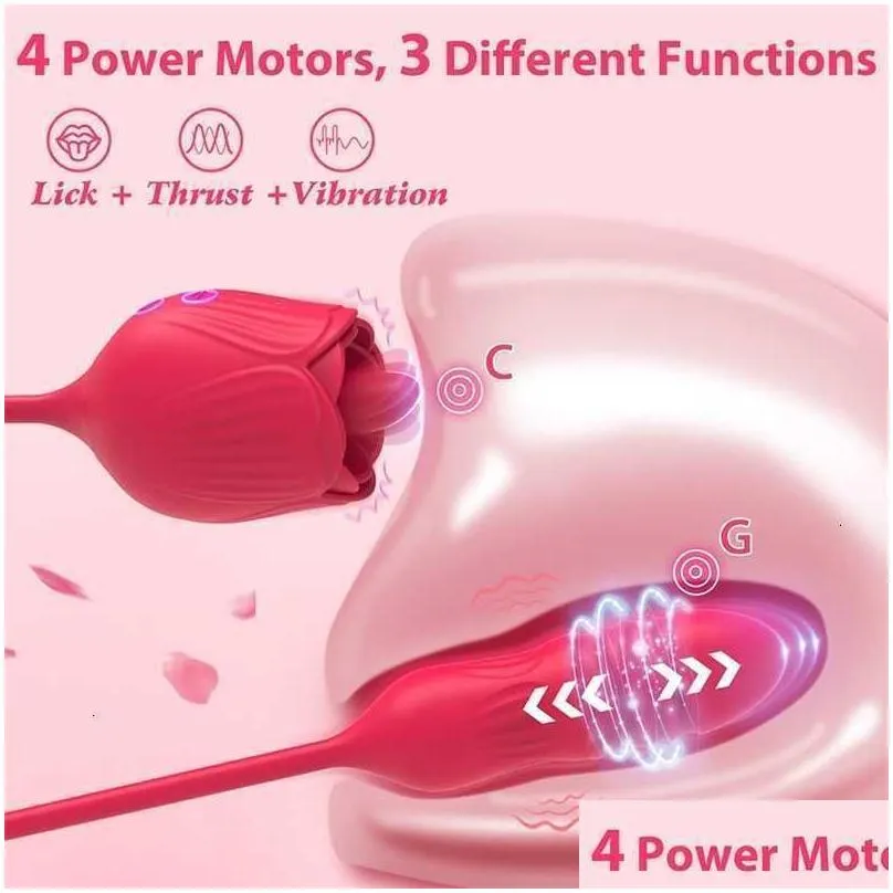 Leg Massagers Toy Masr Adt Rose Vibrator Female Oral Tongue Licking Clitoris Clit Stimator Thrusting Vibrating Love Egg Dildo Adts For Dhu1T