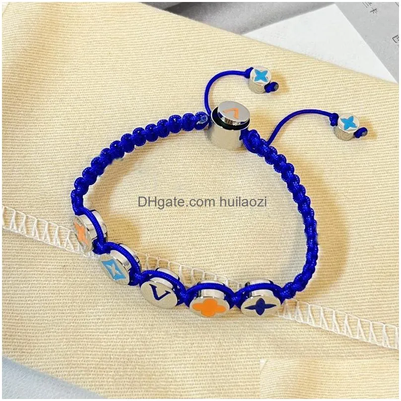 europe america fashion style men lady women silver-colour hardware enamel flower beads nylon rope colours braided bracelets bangle m1087a m1088a