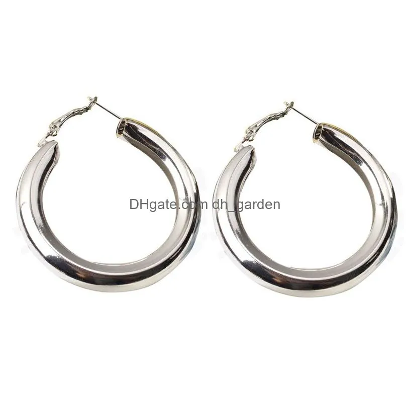 Hoop & Huggie New Gothic Punk Classic Simple 50Mm Big Thick Hoops Earrings Fashion Hiphop Rock Jewelry Statement Party For Dhgarden Dhcyd