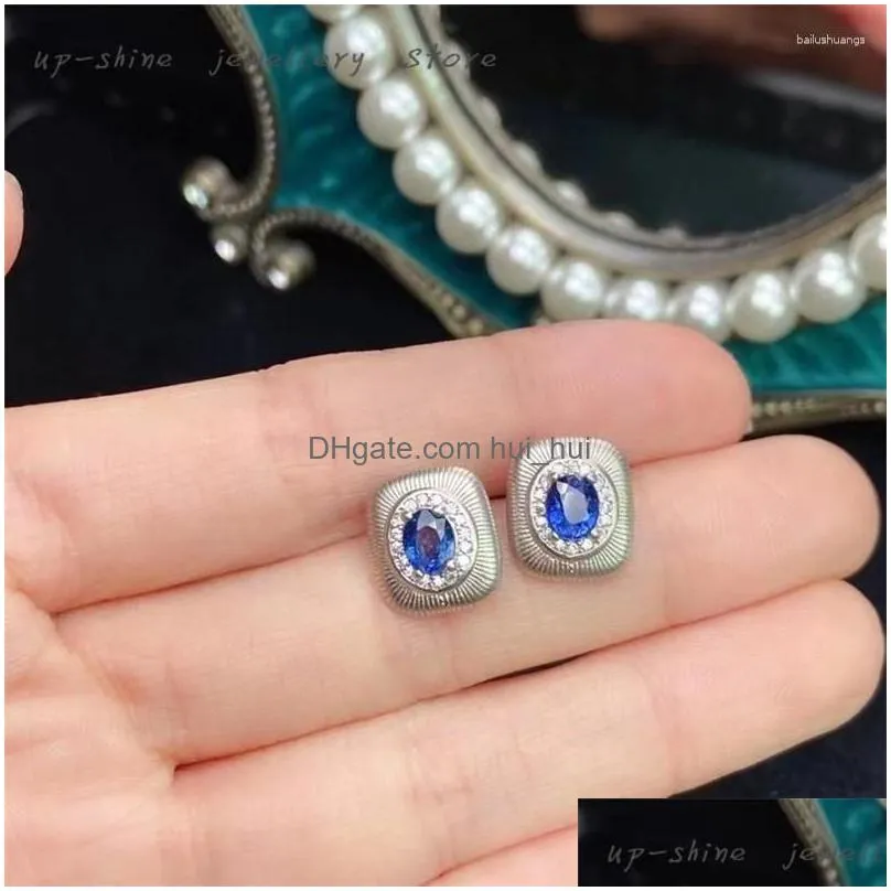dangle earrings 925 silver inlaid natural sapphire fine craftsmanship light luxury jewelry can be customized