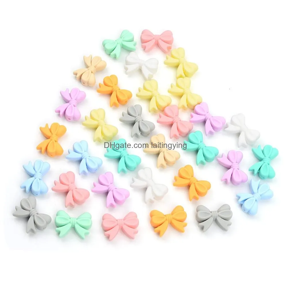 teethers toys lofca 10pcslot silicone crown beads bpa silicon teething baby chew necklace diy pacifier clips accessory 230914