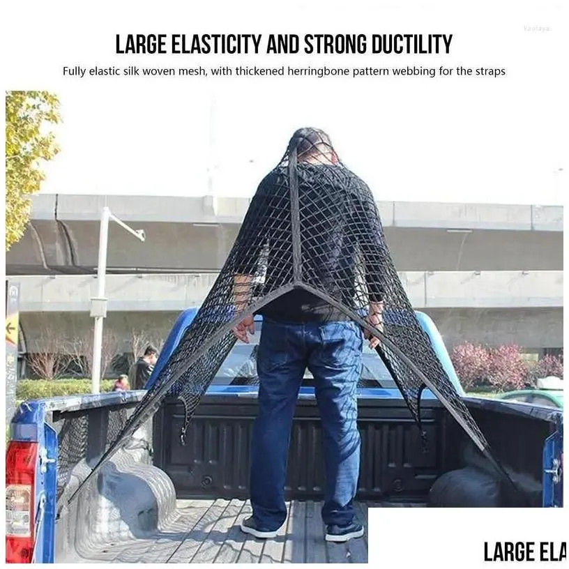 Car Organizer Truck Bed Cargo Net Upgraded 1.2 X 2M Trunk Rear Elastic Mesh Holder Fit For Suv Drop Delivery Mobiles Motorcycles I Dht2E
