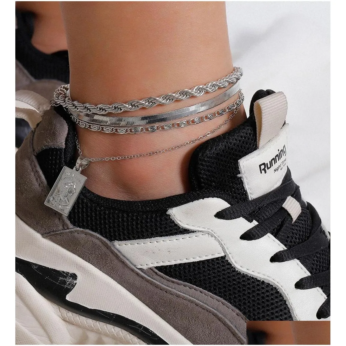 fashion 4pcs/set anklet bracelet for women foot accessories summer beach barefoot sandals bracelet ankle on the leg female ankle