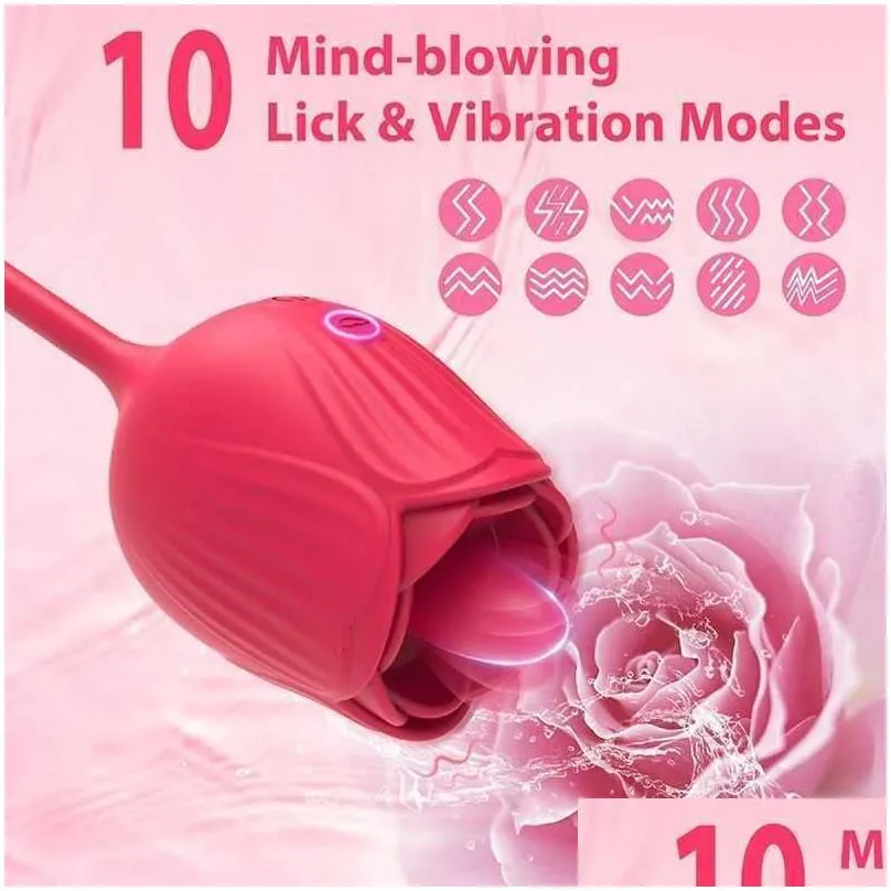 Leg Massagers Toy Masr Adt Rose Vibrator Female Oral Tongue Licking Clitoris Clit Stimator Thrusting Vibrating Love Egg Dildo Adts For Dhu1T