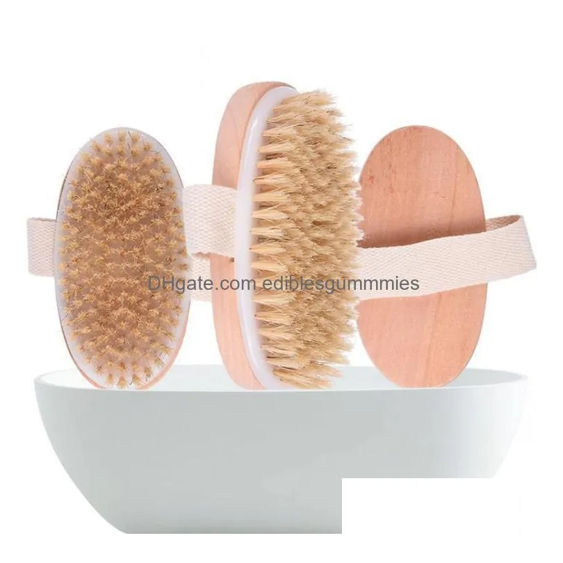 dhs bath brush dry skin body soft natural bristle spa the brush wooden bath shower bristle brush spa body brushs without handle