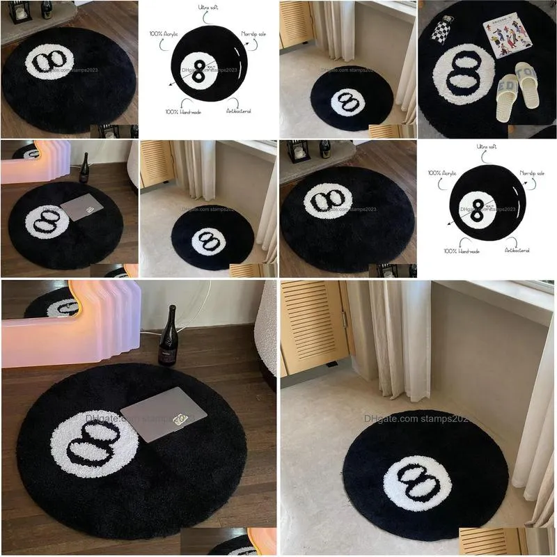 Carpets Lakea Halloween 8 Ball Rug Indoor Home Decoration Spooky Gifts Accent Round Tufting Soft Horror Movie Mat 230506 Drop Deliver Dhnhm
