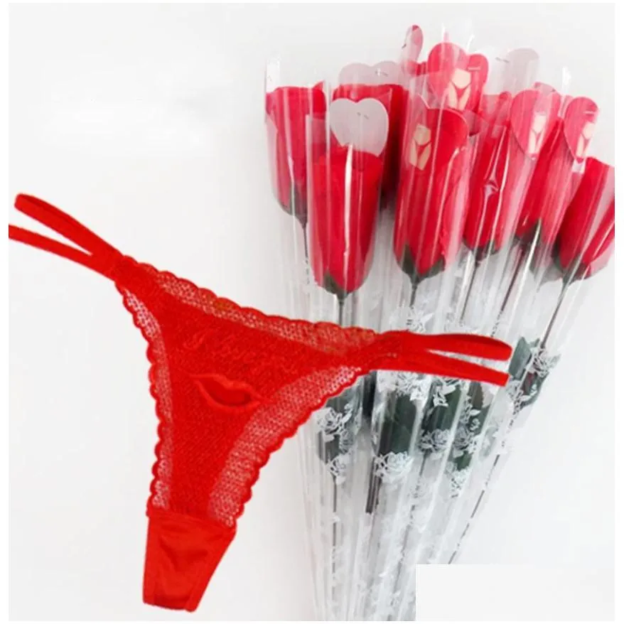Other Health & Beauty Items Women Y Rose Lace G-String Briefs Thongs Romantic V-String Panties Packing In A Flower Size Valentine Gift Dhgya