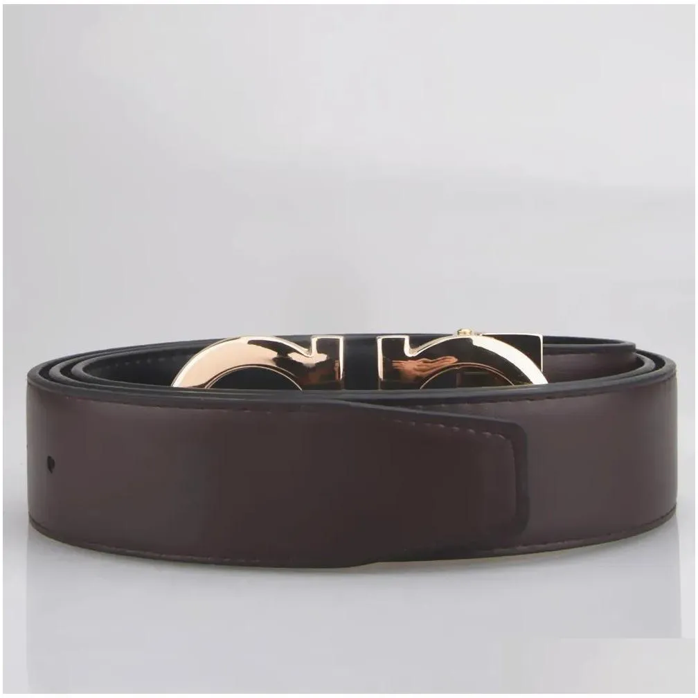 Belts Luxury Designer Belt G Buckle Fashion Genuine Leather Women Belts For Men Letter Double Big Gold Classical 12 Colors Drop Delive Dh7Vr