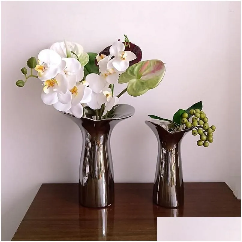 vases luxury ceramic silver plant vase electroplating floral living room flower arrangement el art pot decoration home accessories