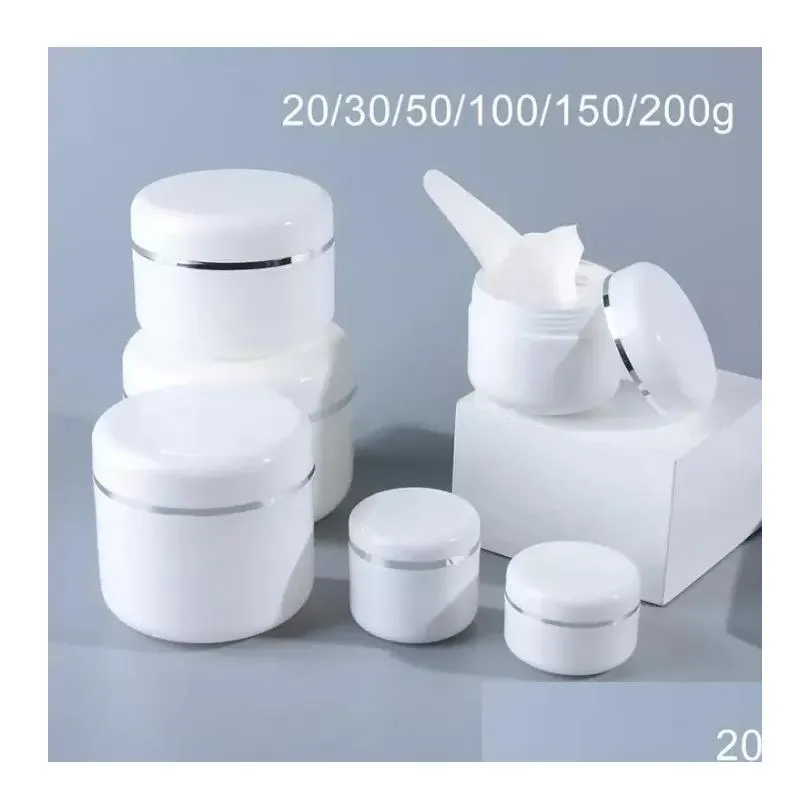 Packing Bottles Wholesale White Plastic Refillable Container With Lid Empty Jars Make Up Bottle Face Cream Lotion Storage Containers T Dhlns