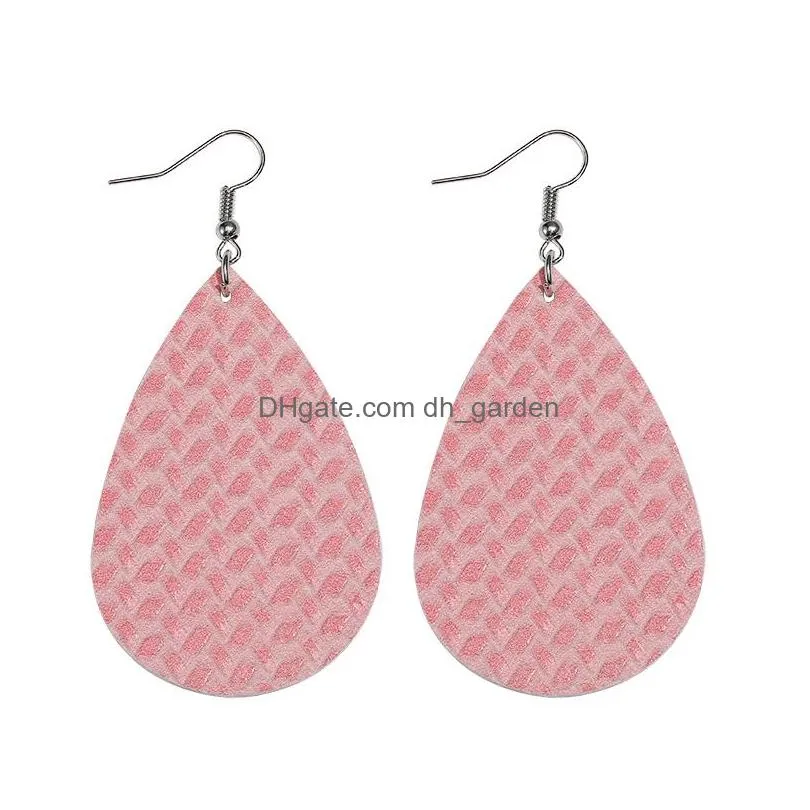 Dangle & Chandelier Pu Leather Teardrop Statement Earrings For Women Girl Double Side Drop Dangle Fashion Designer Jewelry Dhgarden Dhxhp