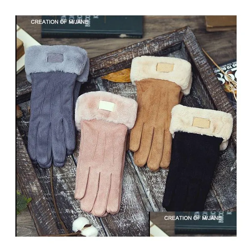 Five Fingers Gloves High-Quality Gloves Men Designer Womens Leather Winter Outdoor Warm Five Fingers Artificial Motorcycle Mens Drop D Dhxgc