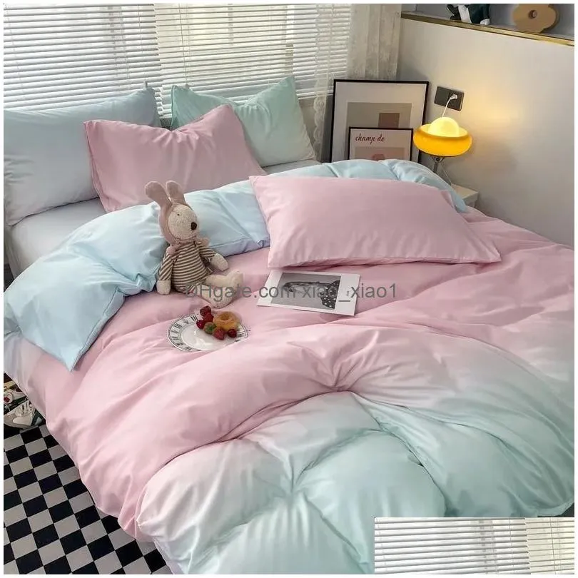 bedding sets korean style set fourpiece gradient color sheet pillowcase duvet cover twin full queen king super size 231118