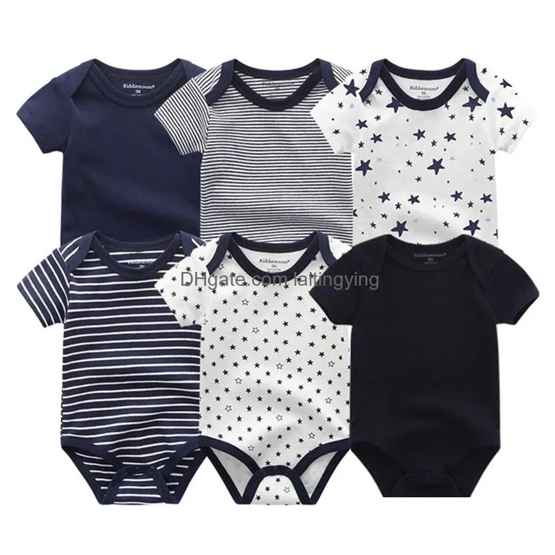 est 6pcs/lot baby girl clothe roupa de s boy clothes unicorn clothing sets rompers born cotton 0-12m 220315