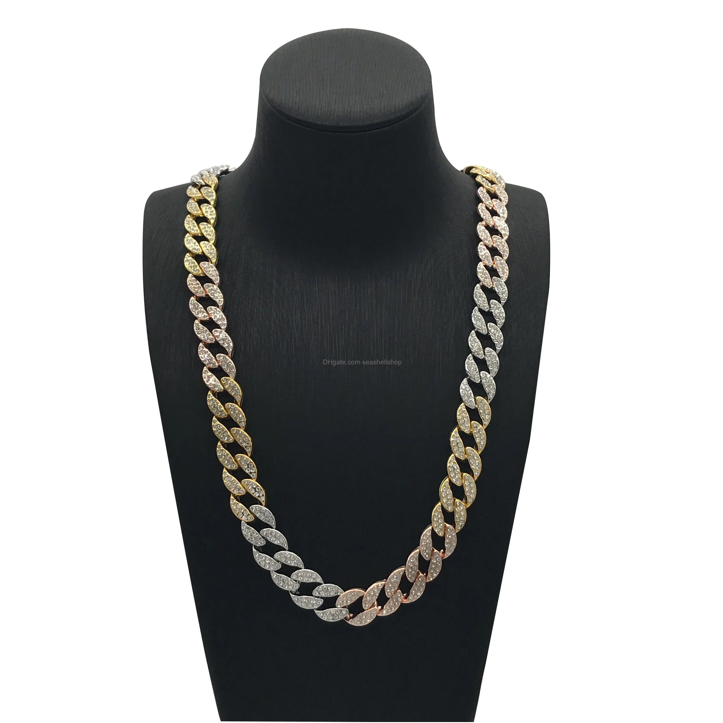 Chains Cuban Link Chain Designer Diamond Necklace Jewelry European And American Street Hip Hop 16 18 20 22 24 30Inch Ladies Drop Deliv Dhqsh