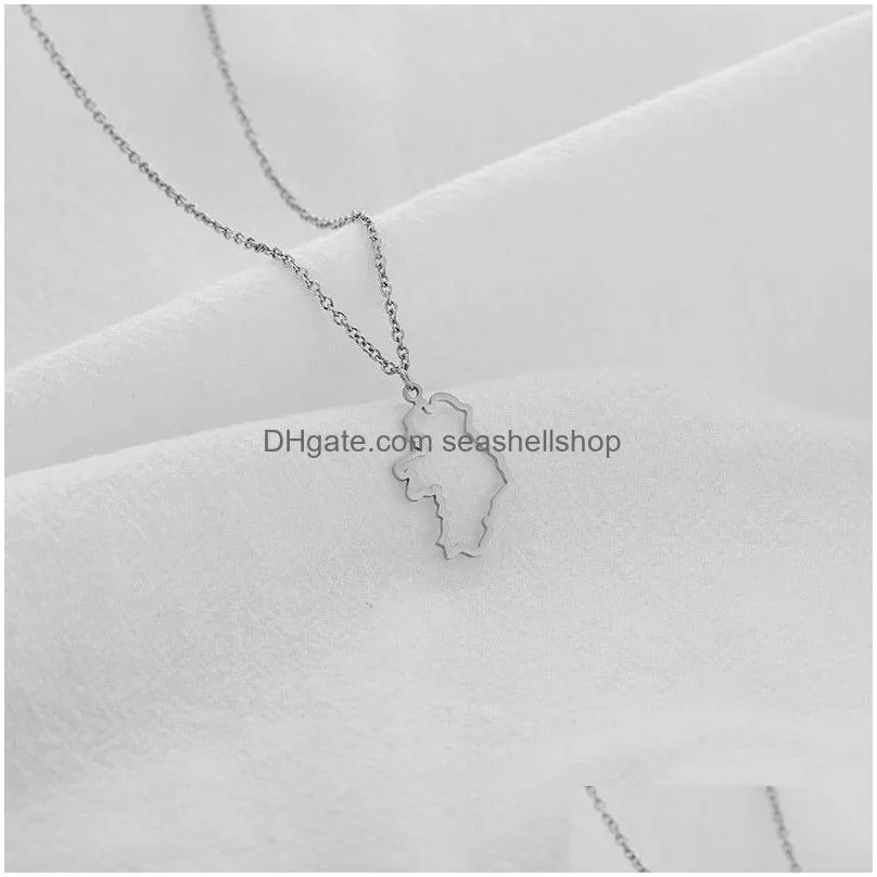 Pendant Necklaces 10Pc Outline Republic Of Ireland Map Necklace Continent Europe Country Dublin Pendant Chain Necklaces For Motherland Dhtuz