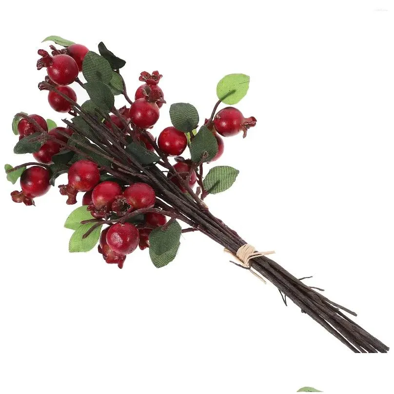 decorative flowers artificial red berry stems desktop decor picks christmas diy wreath decors blueberry