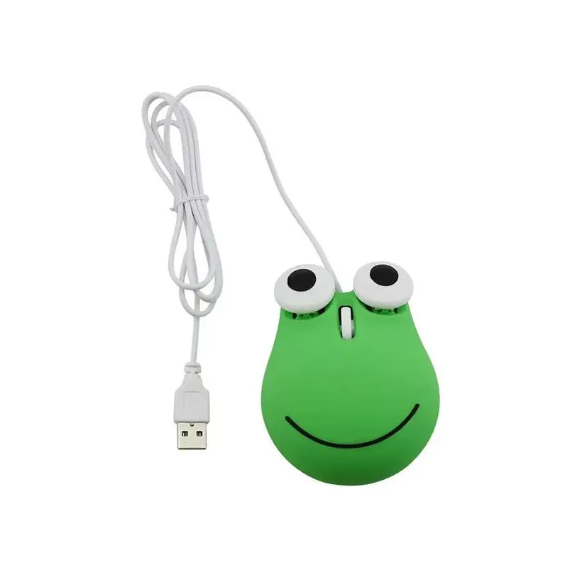 Mice Cute Frog Gaming Mouse Creative Usb Wired Pc Gamer 1600Dpi 3D Cartoon Funny Mini Mice For Computer Laptop Drop Delivery Computers Dh8Mj