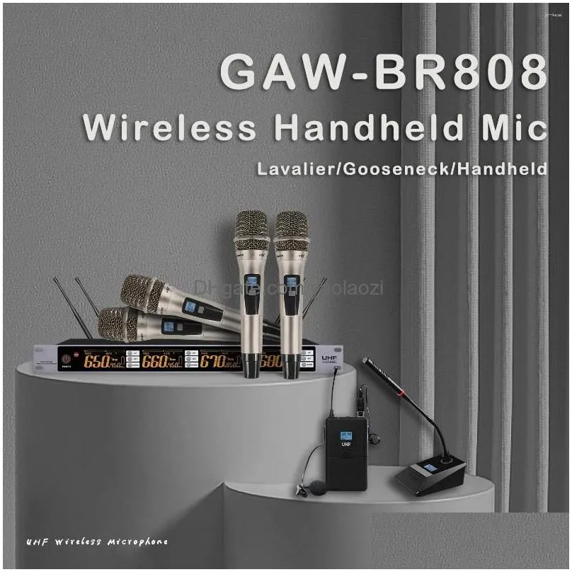 microphones gaw-br808 professional microphone with ir infrared pair frequency uhf wireless 1 to 4 for stage ktv