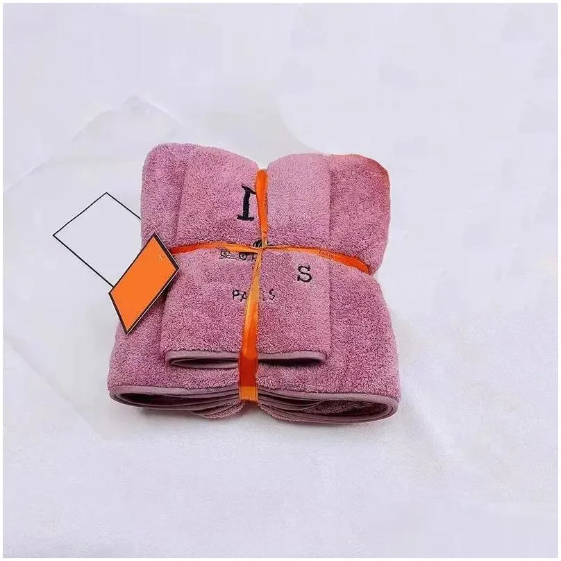 Towel Luxury Bath Set Coral Veet Designer Letter Face Absorbent European And American Drop Delivery Home Garden Home Textiles Dhale